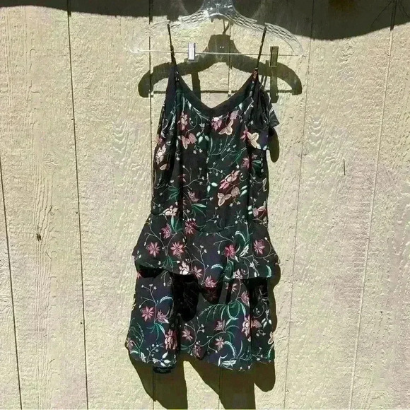 Cece Desert Bloom Black Ruffle Detail Front Mini Dress Size XS - Picture 4 of 6